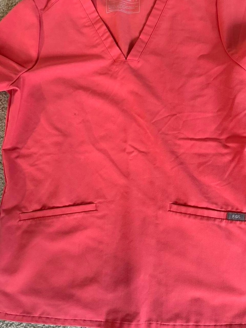 Figs V-Neck Scrub Top in Coral Pink- SIZE SMALL